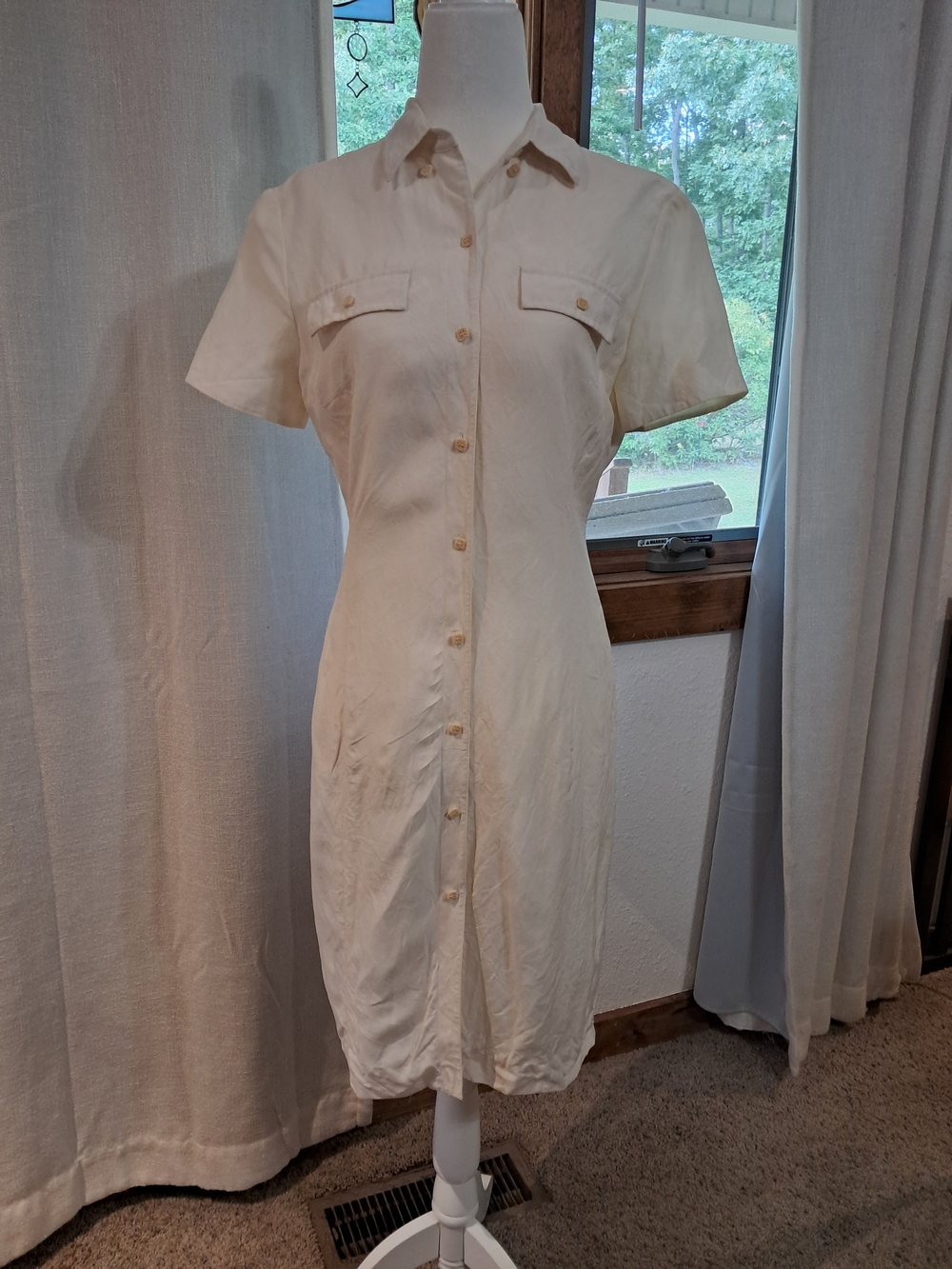 Vintage Jones New York Cream Button-Front Dress Size 4